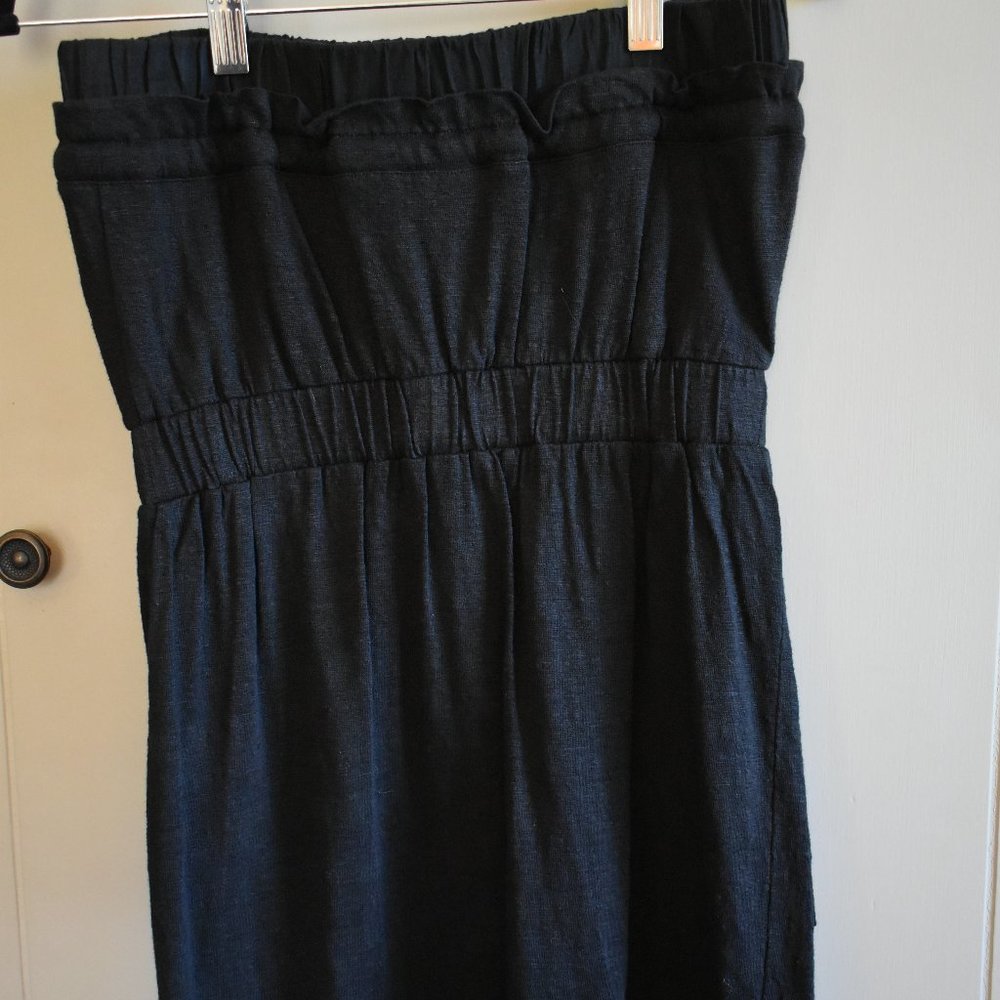 BANANA REPUBLIC Strapless Mini Dress S Black Ties Ruffle - Picture 2 of 11